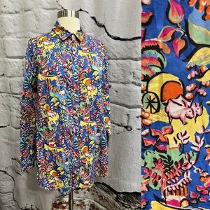 J. MCLAUGHLIN Lois Freshfield Button Down Shirt Floral‎ Ox & Wagon Colorful
